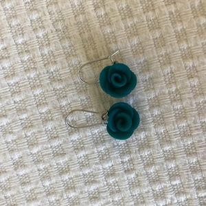 Teal handmade clay earrings